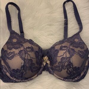 Victoria Secret 36C Elegant Lace Underwire Bra - Blue